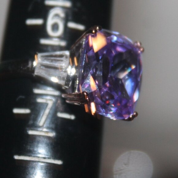 The Bradford Exchange Jewelry - 925 Sterling Lavender Amethyst w Side Baguettes Statement Engagement Ring